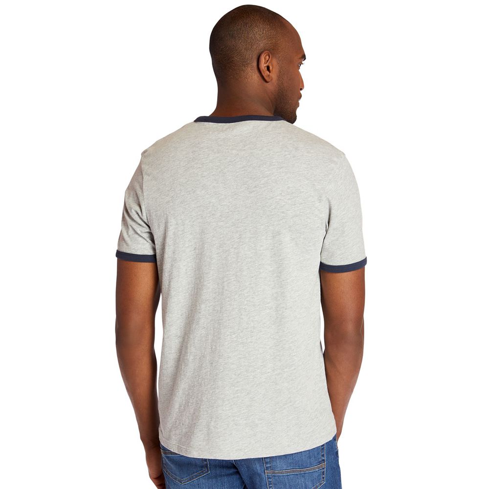 Camisetas Timberland Hombre Tbl® Linear Logo Ringer Gris - Chile LTI-768354